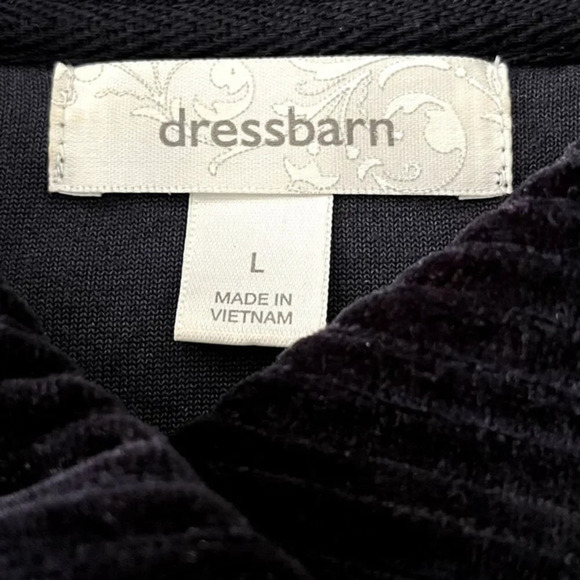 Dressbarn Womens Velour  Short Coat Jacket Size L Navy Blue Button Up Pockets - Picture 4 of 8